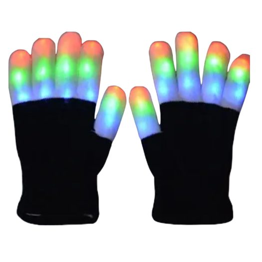 Black and White Gloves with Multicolor LED Fingers All Products