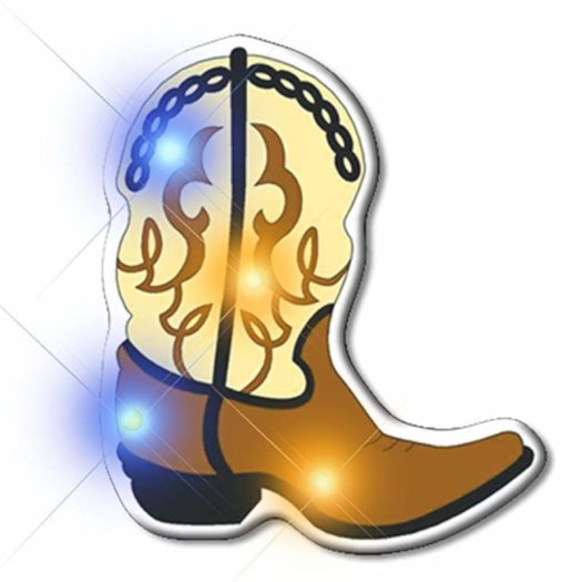 Brown Cowboy Boot Flashing Body Light Lapel Pins All Body Lights and Blinkees