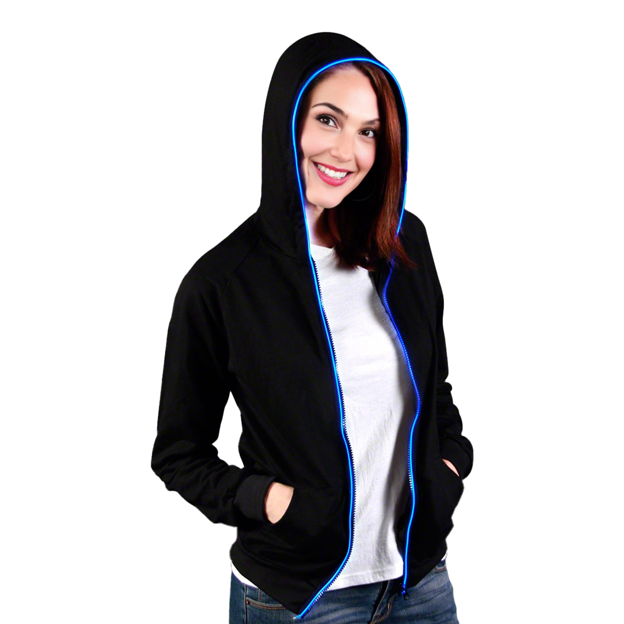 Electro Luminescent Zip Up Hoodie Blue Medium All Products Electro Luminescent Zip Up Hoodie Blue Medium All Products 3