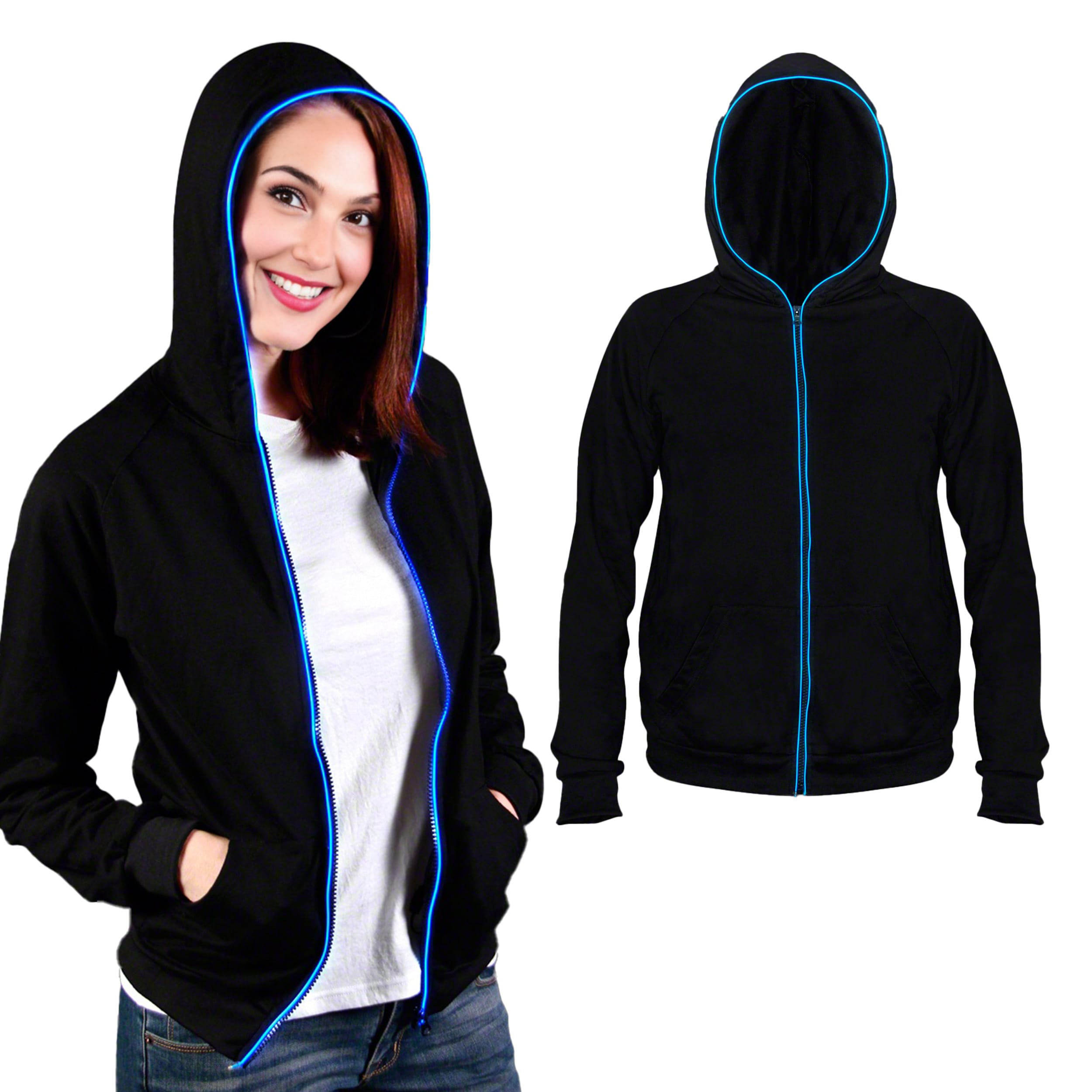 Electro Luminescent Zip Up Hoodie Blue Medium All Products Electro Luminescent Zip Up Hoodie Blue Medium All Products