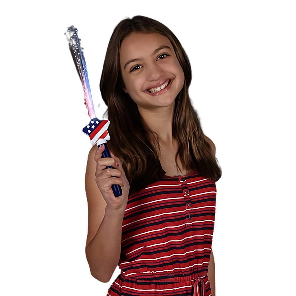 Fiber Optic Stars and Stripes Wand 2 Inch Glow Sticks Fiber Optic Stars and Stripes Wand 2 Inch Glow Sticks