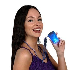 Light Up Blue Shot Glass on Blue Beaded Necklaces Light Up Blue Shot Glass on Blue Beaded Necklaces