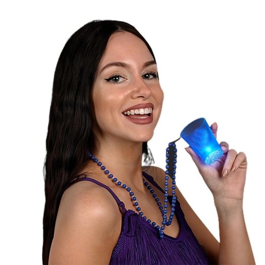 Light Up Blue Shot Glass on Blue Beaded Necklaces All Products