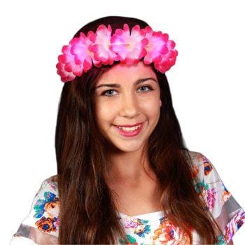 Light Up Flashing Pink Flower Crown Stretchy Headband All Products