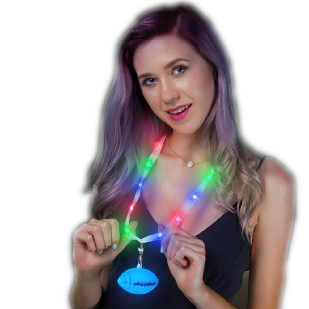 LED Football Charm Necklace with Lightup Lanyard All Products LED Football Charm Necklace with Lightup Lanyard All Products 3