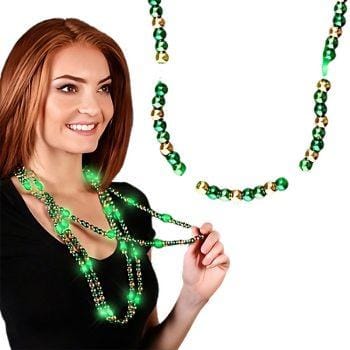 LED Necklace with Green and Gold Metallic Beads for St Patricks Day All Products 3