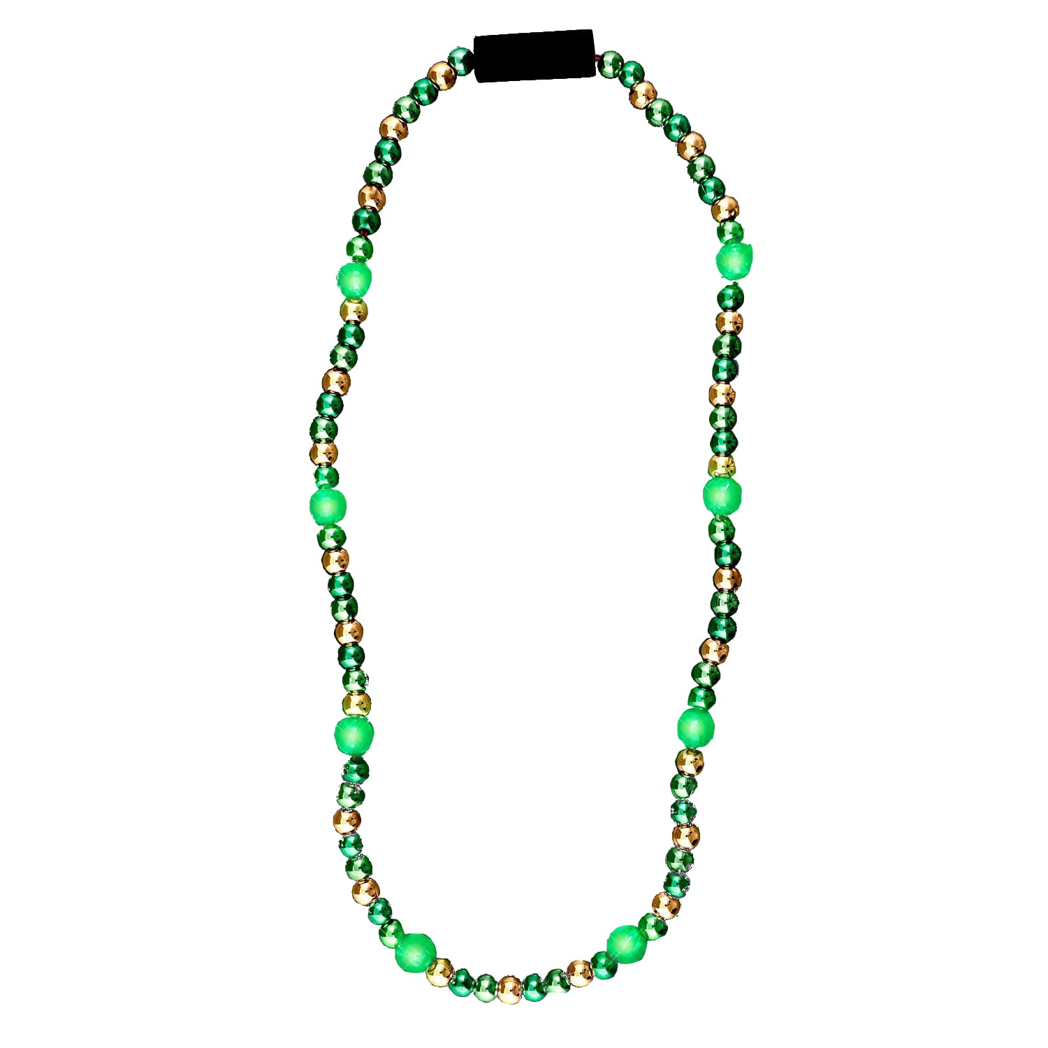 LED Necklace with Green and Gold Metallic Beads for St Patricks Day All Products LED Necklace with Green and Gold Metallic Beads for St Patricks Day All Products 3