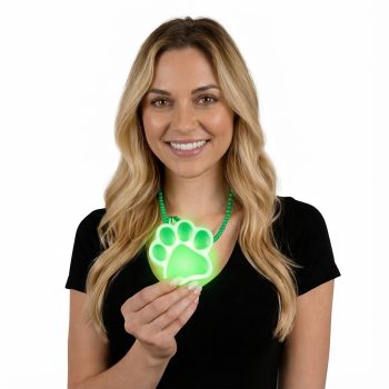 Light Up Green Paw Print Charm Necklace All Products