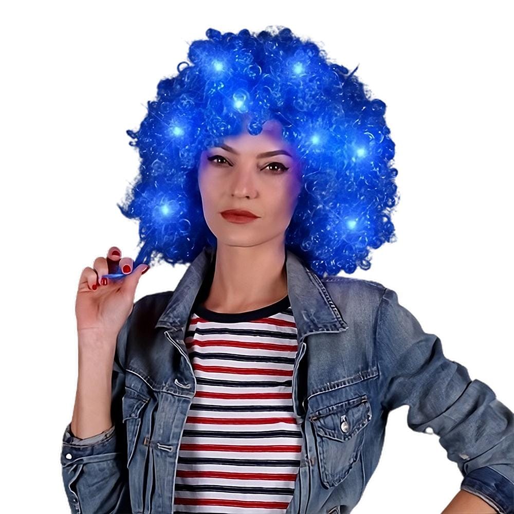 Blue Afro Wig with Flashing LEDs All Products Blue Afro Wig with Flashing LEDs All Products