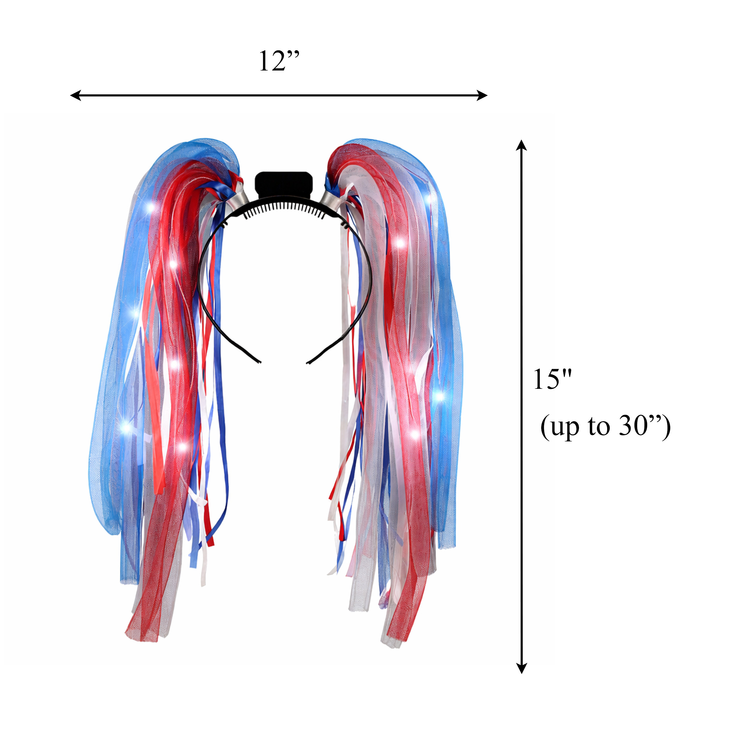 Red White Blue Noodle Headband Flashing Dreads 4th of July Red White Blue Noodle Headband Flashing Dreads 4th of July 5