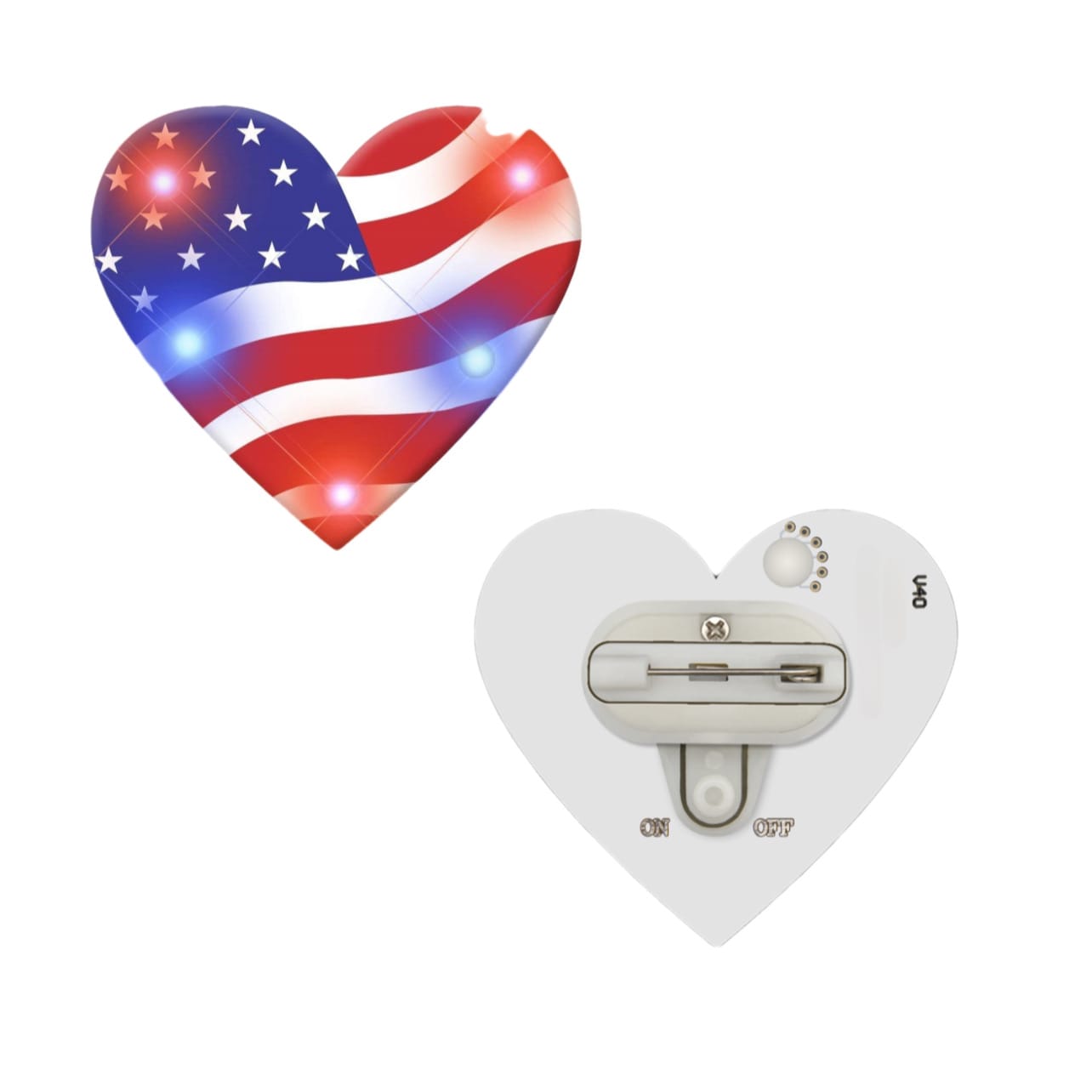 USA Heart Flashing Body Light Lapel Pins 4th of July USA Heart Flashing Body Light Lapel Pins 4th of July 6