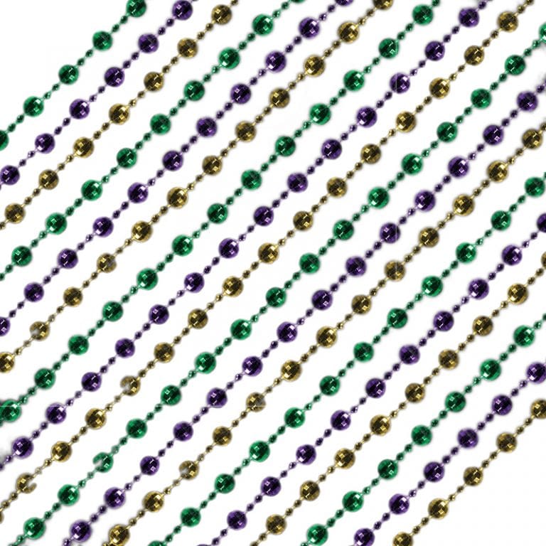Round Disco Bead Necklaces Purple Gold and Jade Pack of 12 All Products Round Disco Bead Necklaces Purple Gold and Jade Pack of 12 All Products