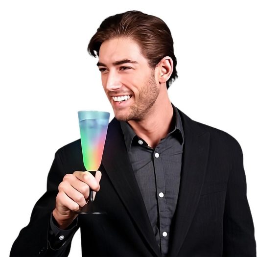 LED Frosted Champagne Glass with Black Base All Products