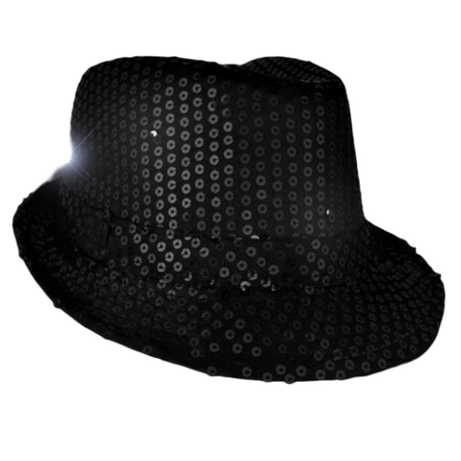 LED Flashing Fedora Hat with Black Sequins All Products LED Flashing Fedora Hat with Black Sequins All Products 3