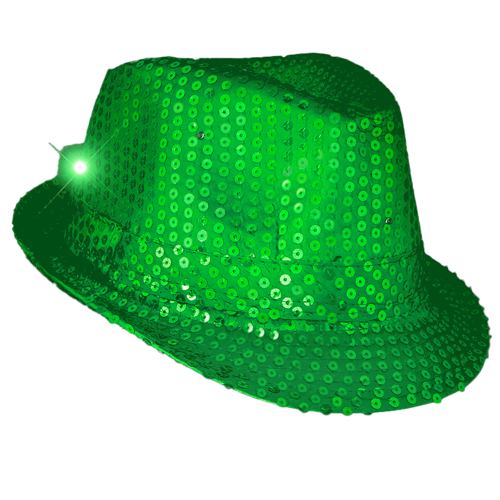 LED Flashing Fedora Hat with Green Sequins All Products LED Flashing Fedora Hat with Green Sequins All Products 3