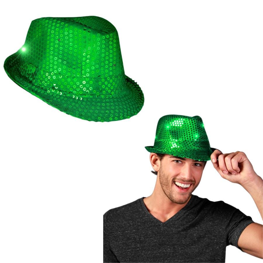 LED Flashing Fedora Hat with Green Sequins All Products LED Flashing Fedora Hat with Green Sequins All Products 2