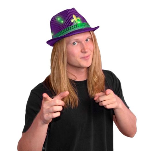Light Up Mardi Gras Fleur de Lis Fedora All Products