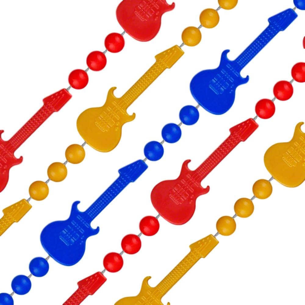 Rock N Roll Guitar Bead Necklace Assorted Pack of 12 All Products Rock N Roll Guitar Bead Necklace Assorted Pack of 12 All Products