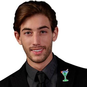 Martini Flashing Body Light Lapel Pin All Body Lights and Blinkees