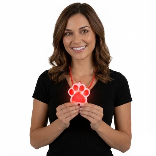 Light Up Red Paw Print Charm Necklace All Products