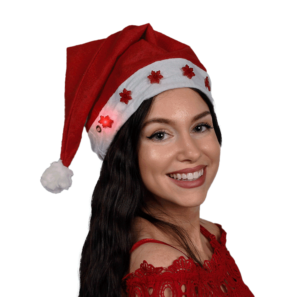 Santa Hat with Flashing Snowflakes All Products Santa Hat with Flashing Snowflakes All Products 3