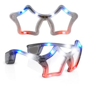 Red White Blue Flashing LED Star Sunglasses 4th of July Red White Blue Flashing LED Star Sunglasses 4th of July