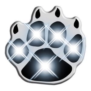 White Pawprint Flashing Body Light Lapel Pins All Body Lights and Blinkees White Pawprint Flashing Body Light Lapel Pins All Body Lights and Blinkees