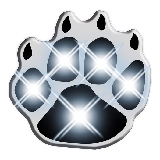 White Pawprint Flashing Body Light Lapel Pins All Body Lights and Blinkees