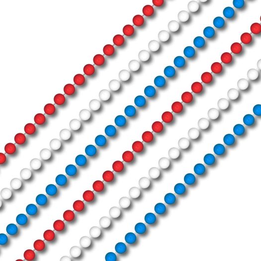Smooth Round Bead Mardi Gras Necklace USA RWB Pack of 12 4th of July Smooth Round Bead Mardi Gras Necklace USA RWB Pack of 12 4th of July