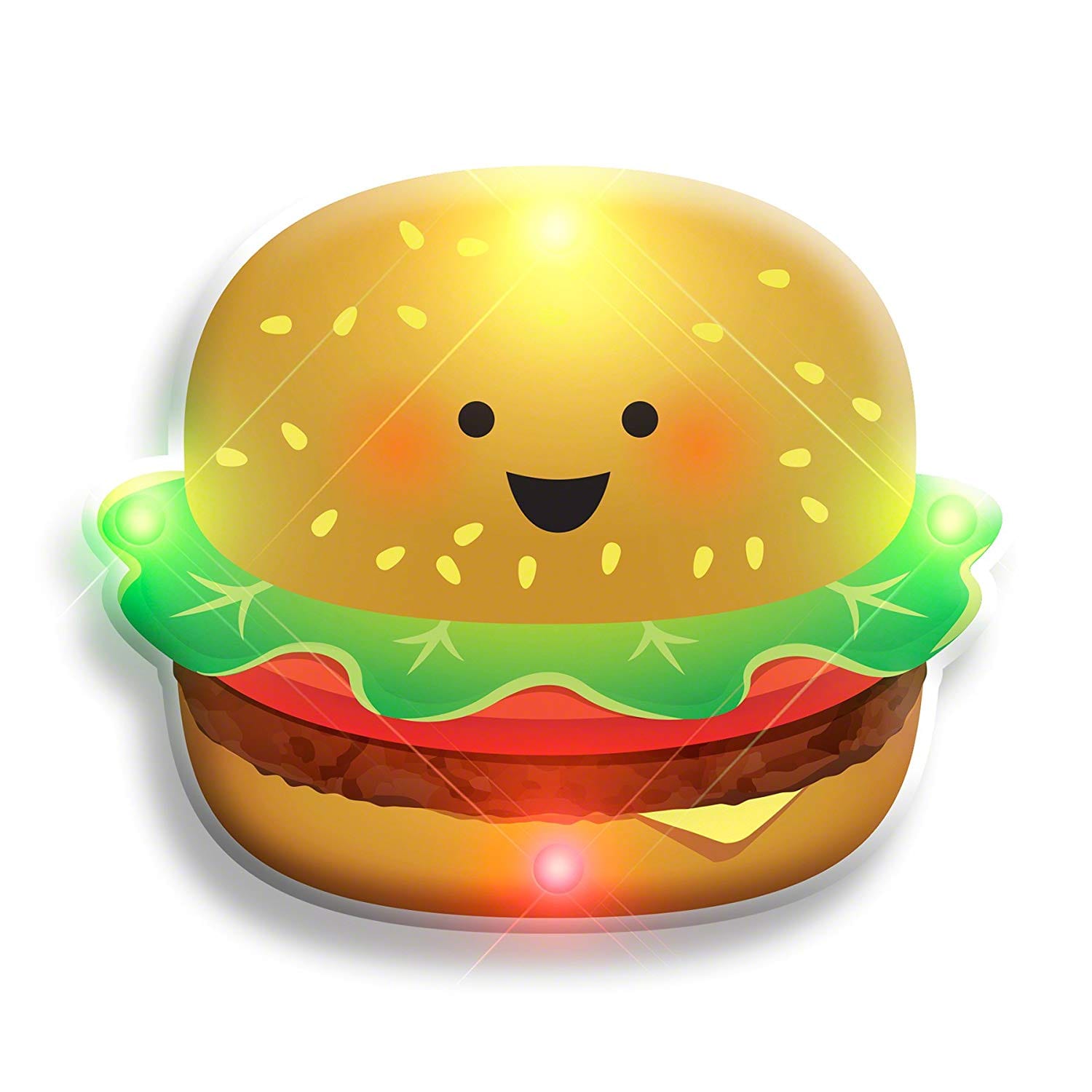 LED Happy Hamburger Flashing Body Light Lapel Pins All Body Lights and Blinkees LED Happy Hamburger Flashing Body Light Lapel Pins All Body Lights and Blinkees