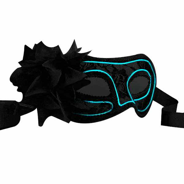 Aqua Electro Luminescent Wire Black Lace Party Mask All Products Aqua Electro Luminescent Wire Black Lace Party Mask All Products 2