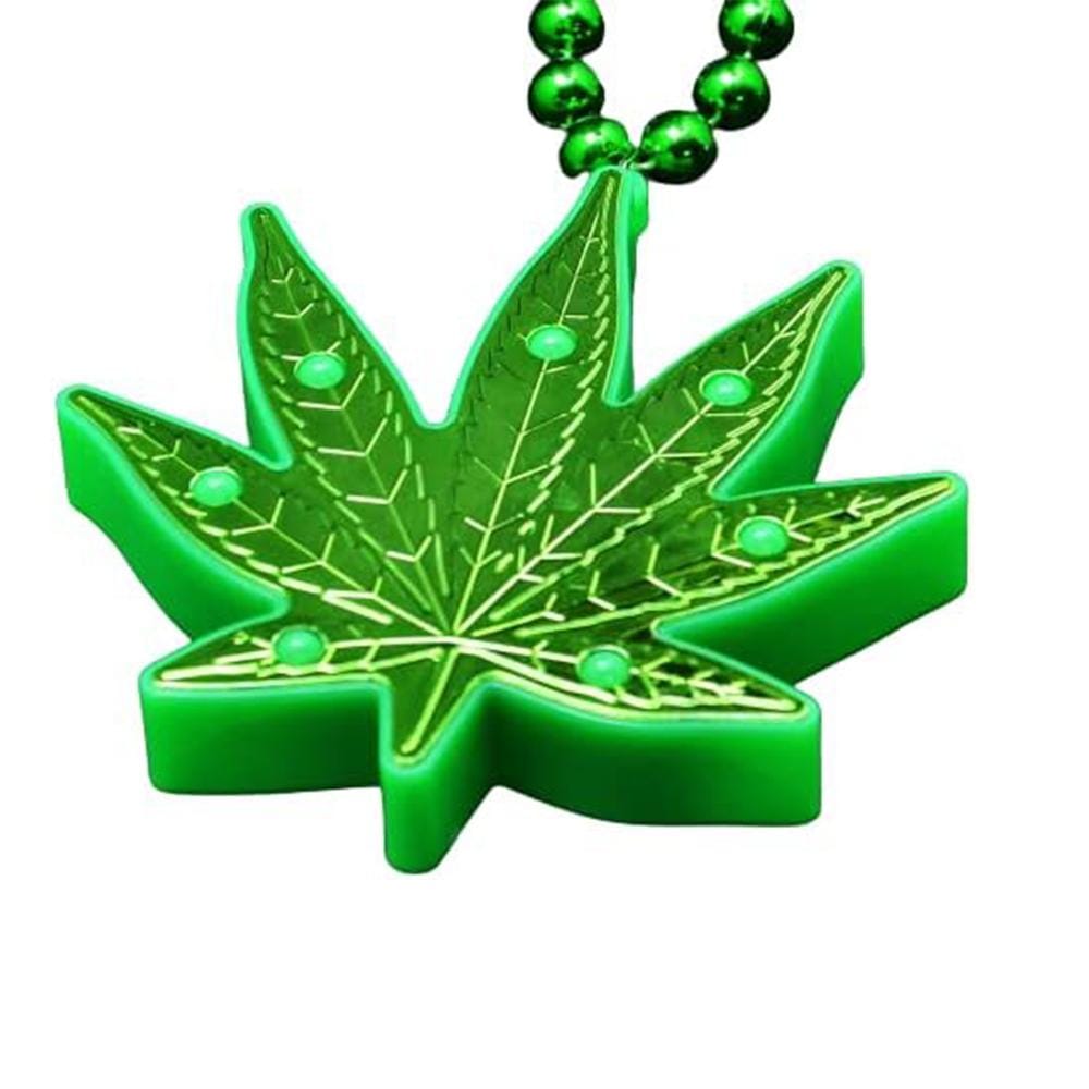 Light Up Pot Leaf Beaded Necklace 420 Light Up Pot Leaf Beaded Necklace 420 3