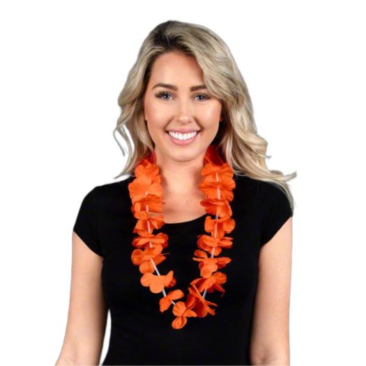 Hawaiian Flower Lei Necklace Orange All Products