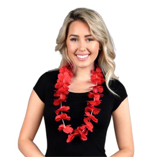 Hawaiian Flower Lei Necklace Red All Products