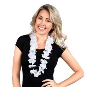 Hawaiian Flower Lei Necklace White Hawaiian Flower Lei Necklace White