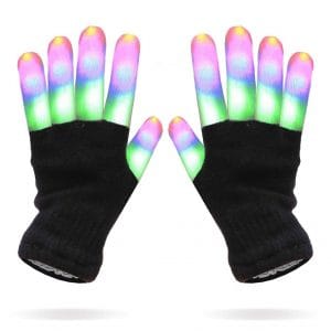 Multicolor Stripes LEDs Black Gloves