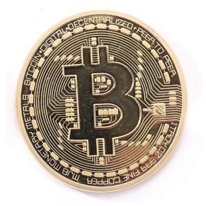 Gold Plated Collectible Bitcoin Coin Physical Art Collection Gift