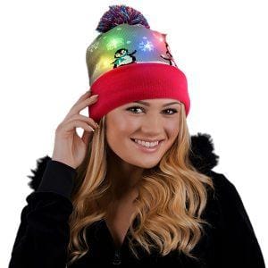 Multicolor LED Winter Christmas Holiday Penguins Beanie Hat Multicolor LED Winter Christmas Holiday Penguins Beanie Hat