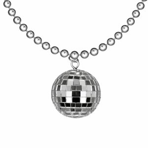 Disco Ball Charm Necklace On Silver Beads Disco Ball Charm Necklace On Silver Beads