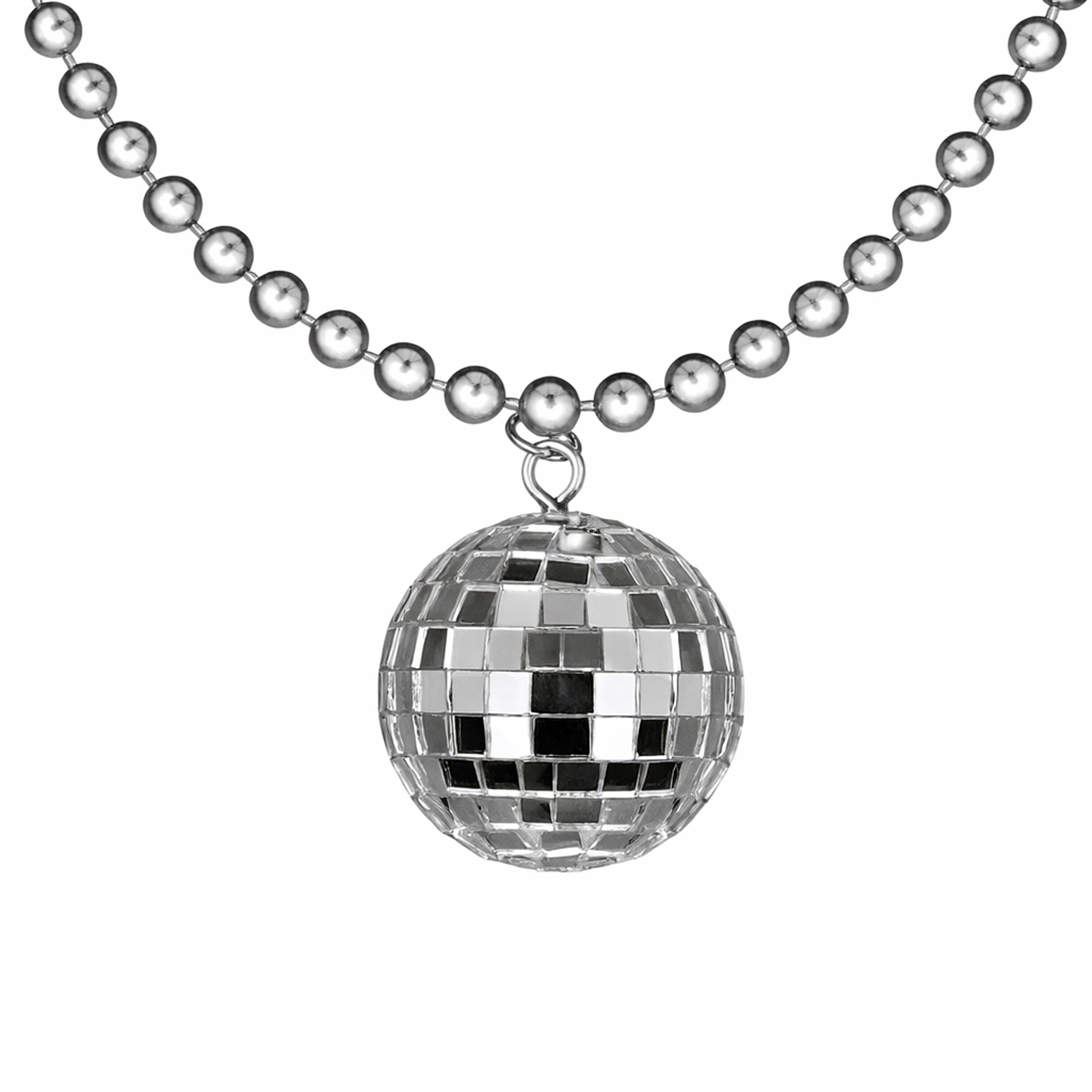 Disco Ball Charm Necklace On Silver Beads All Products Disco Ball Charm Necklace On Silver Beads All Products 3