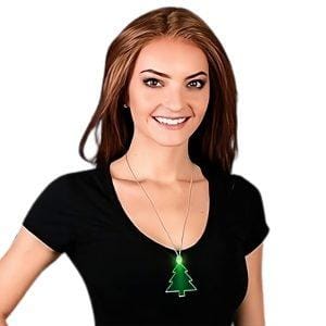 Green Light Up Christmas Tree Charm Pendant LED Necklace Green Light Up Christmas Tree Charm Pendant LED Necklace