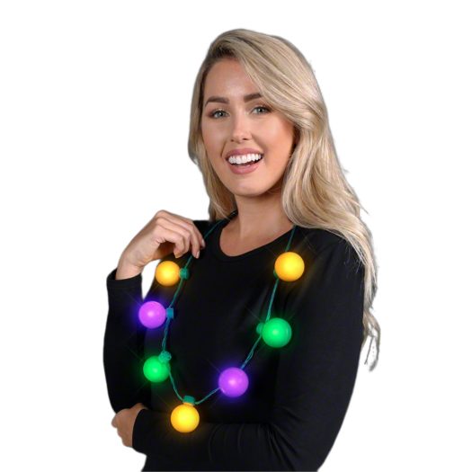 Large Light Party Globes Mardi Gras Parade Light Up Crewe Necklace for Fat Tuesday All Products