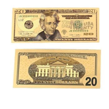 20 Dollar Bill 24K Gold Plated Decorative Collectible Replica Banknote 24K Gold and Silver Plated Replica Bills 3