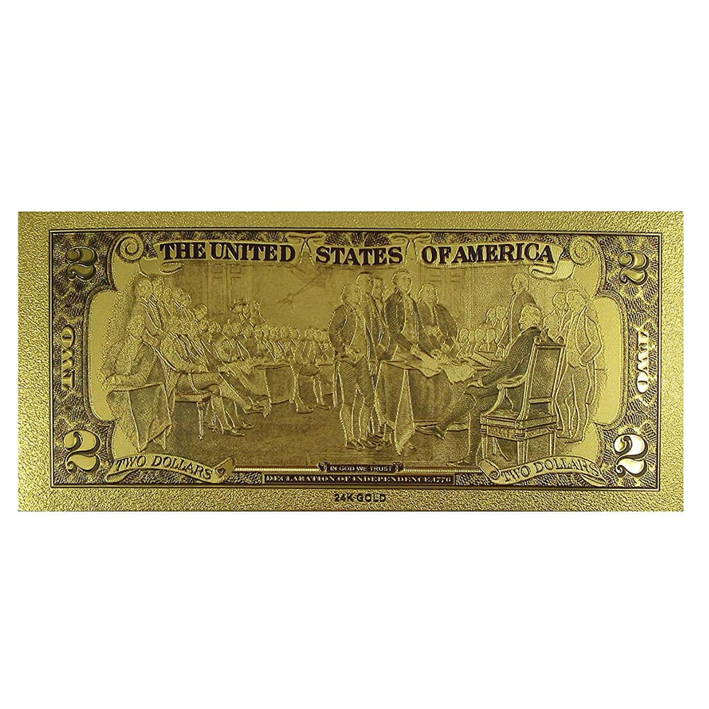 2 Dollar Commemorative Collectible Premium Replica Paper Money Bill 24k Gold Plated Fake Currency Banknote Art Holiday Decoration 24K Gold and Silver Plated Replica Bills 2 Dollar Commemorative Collectible Premium Replica Paper Money Bill 24k Gold Plated Fake Currency Banknote Art Holiday Decoration 24K Gold and Silver Plated Replica Bills 3
