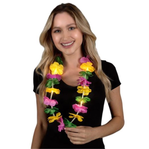 Light Up Hawaiian Flower Lei Necklace Mardi Gras All Products