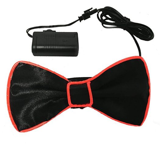 Flashing EL Wire Red Bow Tie for Men Night Rave Parties 4th of July