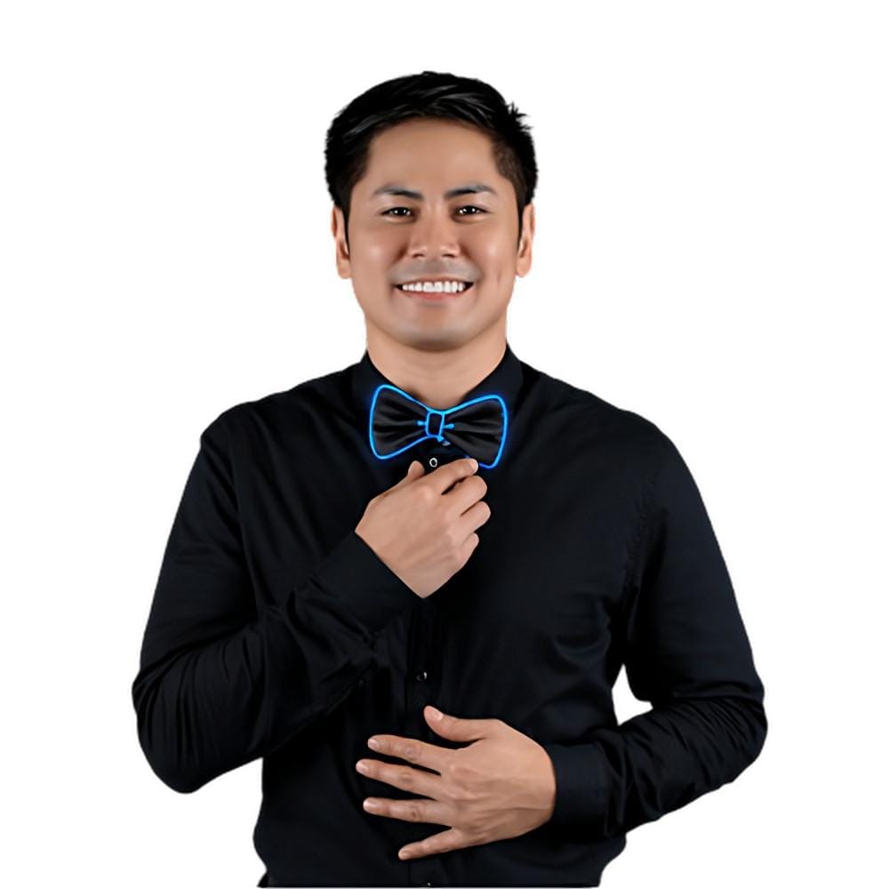 EL Wire Blue Bow Tie for Men Night Rave Parties 4th of July EL Wire Blue Bow Tie for Men Night Rave Parties 4th of July 2