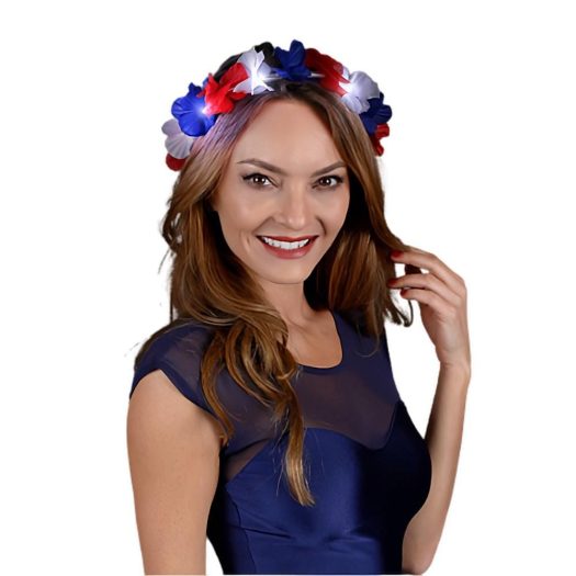 Light Up Flashing Patriotic Flower Crown Stretchy Headband 4th of July Light Up Flashing Patriotic Flower Crown Stretchy Headband 4th of July