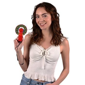 Portable Light Up Mini Cooling Fan with Red Handle 2 Inch Glow Sticks Portable Light Up Mini Cooling Fan with Red Handle 2 Inch Glow Sticks