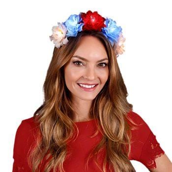 Red White Blue Light Up Flower Crown Headpiece 4th of July 3